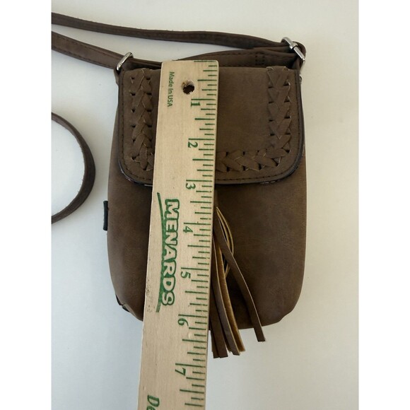 American Eagle Brown Leather Crossbody Small Bag Phone Cards utility Festival - Picture 2 of 14